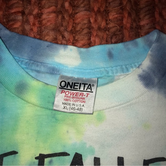 Vintage Tie Dye Fallen And Cant Reach My Beer Mrs. Fletcher T Shirt XL Oneita - Picture 4 of 5